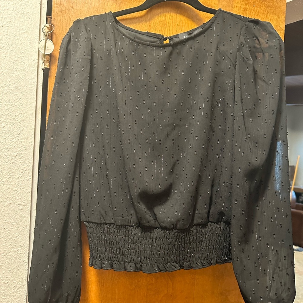 Lea & Viola long sleeve black blouson top XS